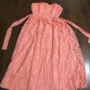 Coral calf-length dress